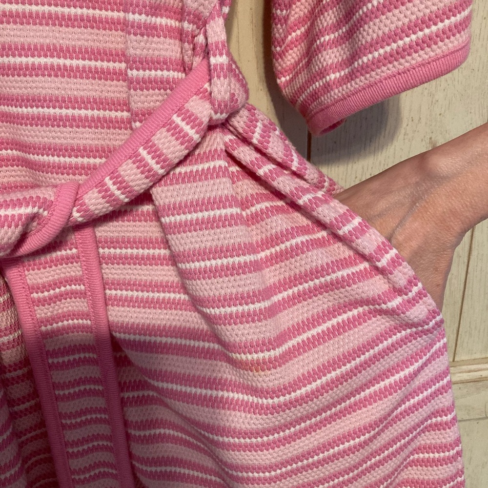 Women’s Vintage Cypress Pink Striped Short Bath Robe SMALL - Picture 4 of 12